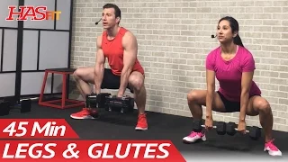 45 Min Butt and Legs Workout for Women & Men - Home Leg, Glutes, Butt and Thigh Workout w/ Dumbbells