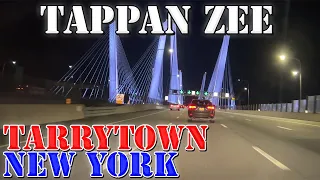 Tappan Zee Bridge at Night - Tarrytown - New York - 4K Infrastructure Drive