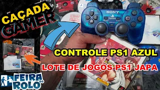 CAÇADA GAMER FEIRA DO ROLO. #LOTE DE PS1 JAPA, CONTROLE PS1 AZUL SÓ RARIDADES