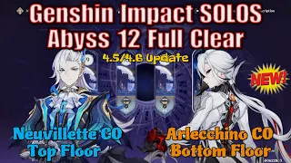 Spiral Abyss 12 SOLOS (4.5/4.6) - Neuvillette C0 Top - Arlecchino C0 Bottom - Genshin Impact