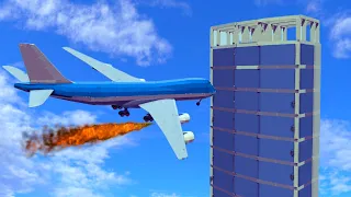 Huge Plane Brutally Crashes Into Building | Besiege