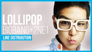 BIGBANG & 2NE1 - Lollipop Line Distribution (Color Coded)