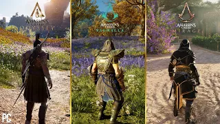 Assassin's Creed Mirage PC vs Valhalla vs Odyssey | Graphics and Details Comparison