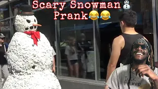 Scary snowman prank 😂(reaction)