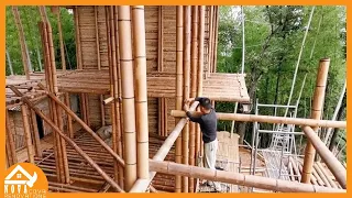 Full Video: 200 days Building Warm Survival Shelter, Bamboo House | build a villa out of bamboo