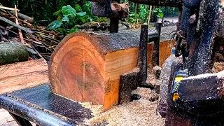 Proses pengrajangan kayu waru gunung bahan Reng‼️