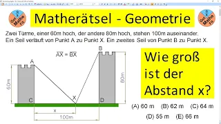 Matherätsel Geometrieaufgabe - Wie groß ist der Abstand x?