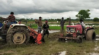 Mahindra arjun 555 Tractor Stuck in mud rescue by swaraj tractor | CFV