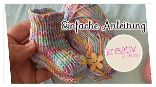 Babyschuhe stricken absolut EINFACH Mega Verlosung Schachenmayr | nur re & li Maschen 😍 Babysocken