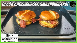 NINJA WOODFIRE GRILL SMASHBURGERS WITH BACON AND CHEESE!