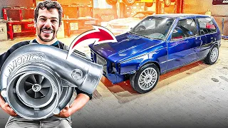 FIAT UNO Agora sim com o NOVO KIT TURBO😱 Colocando a TURBINA NOVA, VOLANTE E MAIS UMA OBRA DE ARTE!