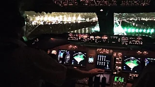 Boeing 747-400 Miami Take-off in Heavy Rain - Cockpit View
