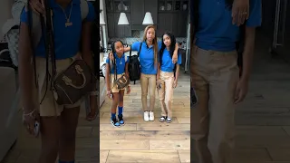 Dad makes sleepy girls take first day of school pictures #shorts