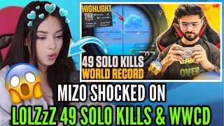 MIZO SHOCKED ON LOLZzZ😱 | MIZO REACT ON LOLZzZ 49 SOLO KILLS IN CONQUEROR LOBBY😳