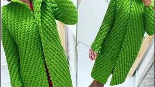 🌿 Descubre La Elegante Puntada  Para Abrigos y Jerseis  a Crochet  ¡Dale Vida a tus Proyectos!