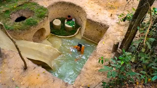 Girl Live Off Grid, Adding a Slide Swimming Pool to my Secret Home Underground