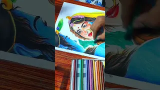 Radha Krishna drawing 💫 with colour pencils ☺️#youtube #shorts #drawing