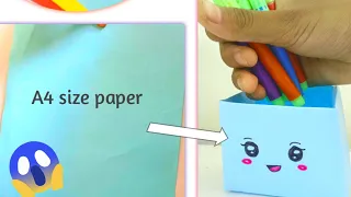 DIY paper pencil box idea 💡♥️ no glue no scissor 😱#diy #craft #art #subscribe ✨