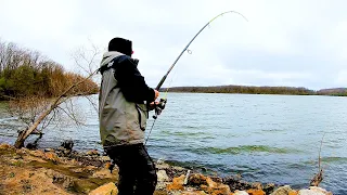 I HAVE Never Caught One This BIG Catfishing! (Bank fishing)