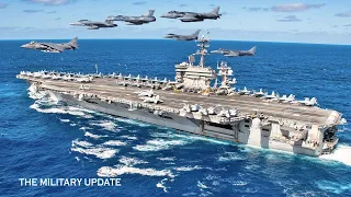 Houthi Tensions Increase! US Aircraft carrier with  AV-8B Harrier II and F-18 jet Arrive in Red Sea