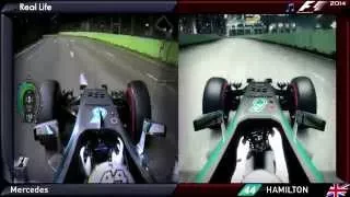 Hamilton Onboard Singapore 2014 | Real life VS Virtual