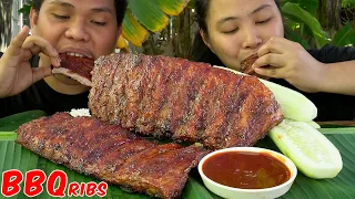 BABY BACK RIBS BBQ + HOMEMADE BBQ SAUCE | OUTDOOR COOKING collab w/ @shielamixvlog4495