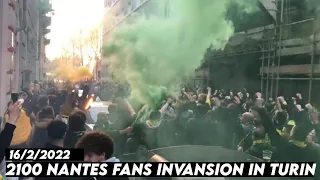 2100 NANTES FANS INVANSION IN TURIN || Juventus vs FC Nantes 16/2/2023