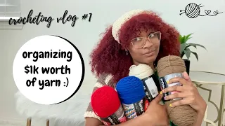 Crocheting vlog #1 | Organizing + winding up one thousand dollars worth of yarn I don't use anymore