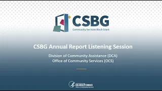 CSBG Annual Report Listening Session