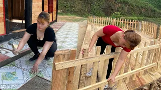 Building yard with ceramic tiles, Make wooden floor on the lake, Building kitchen  Blacksmith Girl