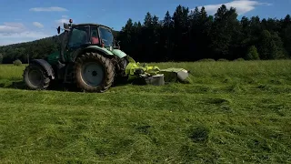 Cutting Grass With a DeutzFahr and a Claas Disco 3200 Contour