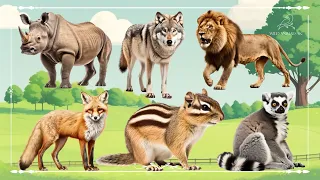 Cute Little Farm Animal Sounds: Rhinoceros, Wolf, Lion, Fox, Chipmunk & Lemur - Animal Moments