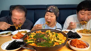 명절에 남은 전 넣은 전 찌개와 나물 듬뿍 넣은 비빔밥!! (Jeon stew & Bibimbap) 요리&먹방!! - Mukbang eating show