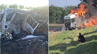 22.05.2024г - «Обгонял по обочине, и сгорел в груде металла». Тройное ДТП в Волгоградской области.