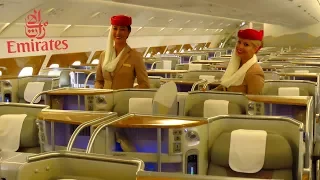 EMIRATES AIRBUS A380 Full Cabin Tour: FIRST, BUSINESS and ECONOMY Class + Bar, Shower!