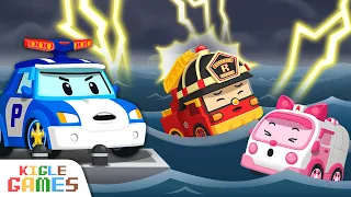 Cars Fell Into the Ocean! Rescue the Baby Cars | Robocar Poli | Police car Fire truck | KIGLE GAMES