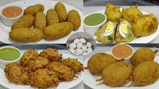 Instant 4 Types Egg Snacks Recipe | Crispy Egg Roll | Onion Egg Pakoda | Egg Bonda | Chef Ashok