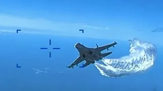 US releases video of Russian jet dumping fuel on its drone