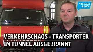 Verkehrschaos - Kleintransporter im Luise-Kiesselbach-Tunnel ausgebrannt