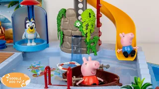 PEPPA PIG e BLUEY Vão à PISCINA | Aprendizagem Com Brinquedos