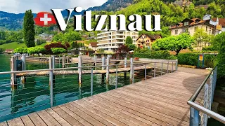 Vitznau, Switzerland 4K Nature and Lake View Walking in Vitznau Relaxing Guitar Music