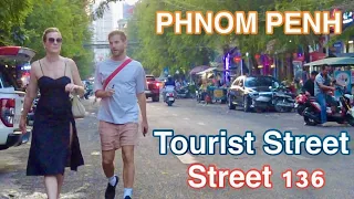 Evening Walking Around In Phnom Penh Street 136 | Cambodia Trip 2023 By Jee Mo TV Tour