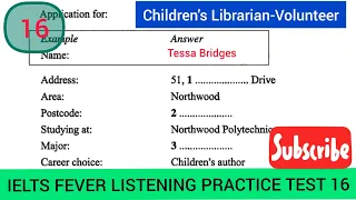 Ielts fever listening test 16 | children's librarian volunteer | tessa bridges