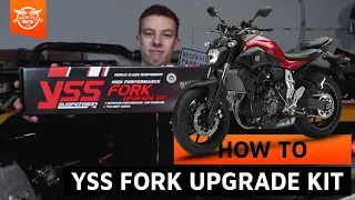 How to: Replacing front fork suspension with YSS fork upgrade kit for Yamaha MT-07