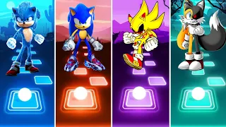 Sonic The Hedgehog Vs Sonic Prime Vs Super Sonic Exe Vs Tails Exe Tiles Hop EDM Rush