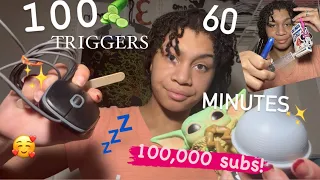 ASMR - 100 TRIGGERS IN 60 MINUTES (100k Special)