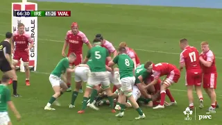 Luke Kritzinger Try Ireland U18s v Wales U18s - 2022 U18 Six Nations Festival, Marcoussis, France