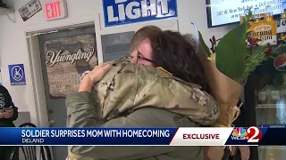 Soldier surprises mom with homecoming in DeLand