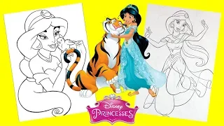 Coloring Pages Disney Princess Jasmine Games for kids - how to color