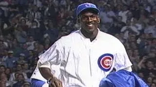 Michael Jordan throws out the first pitch at Wrigley Field